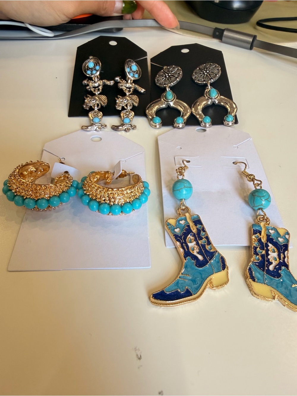 Turquoise Western Statement Earrings - Picture 2 of 6